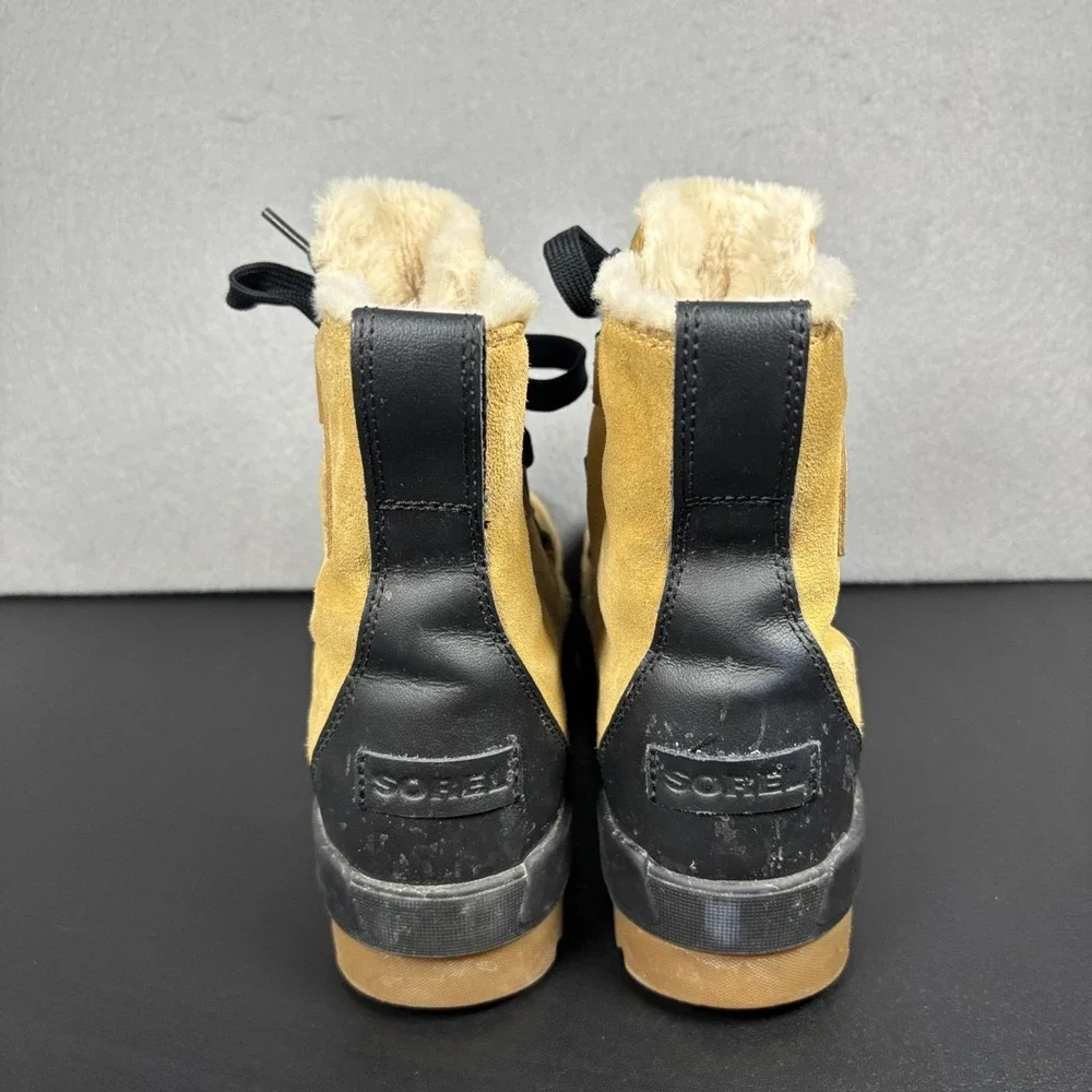 Sorel Tivoli IV Womens 8.5 Winter Boots Tan Suede Waterproof Snow Faux Fur